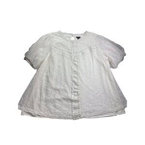 Torrid Lace Puff Short Sleeve Blouse 2 (2X) White Layered Romantic Cottagecore
